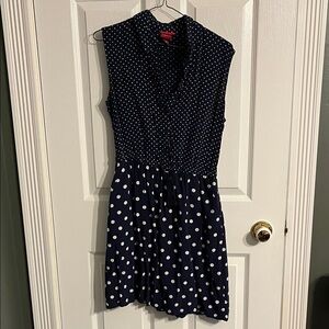 Merona Navy and White Polka Dot Sleeveless Wrap-Style Mini Dress